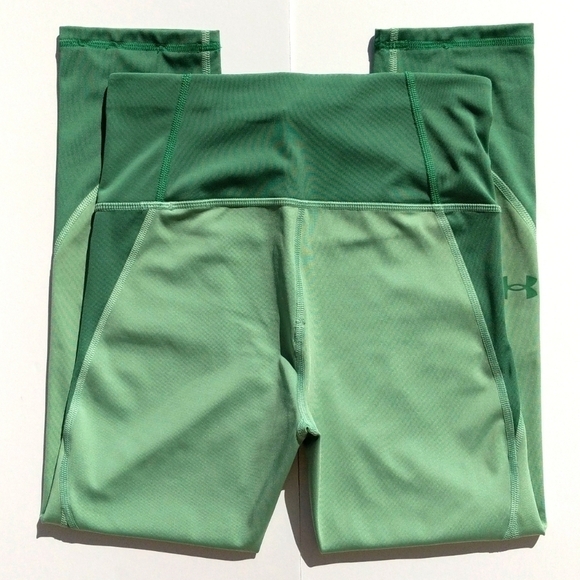 Under Armour Heatgear Fitted High Waisted Cropped Capri Workout Leggings Green S - Picture 5 of 11